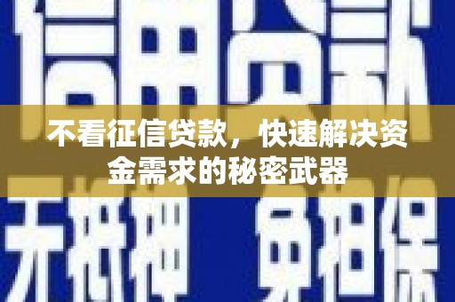 北塔不看征信贷款，快速解决资金需求的秘密武器